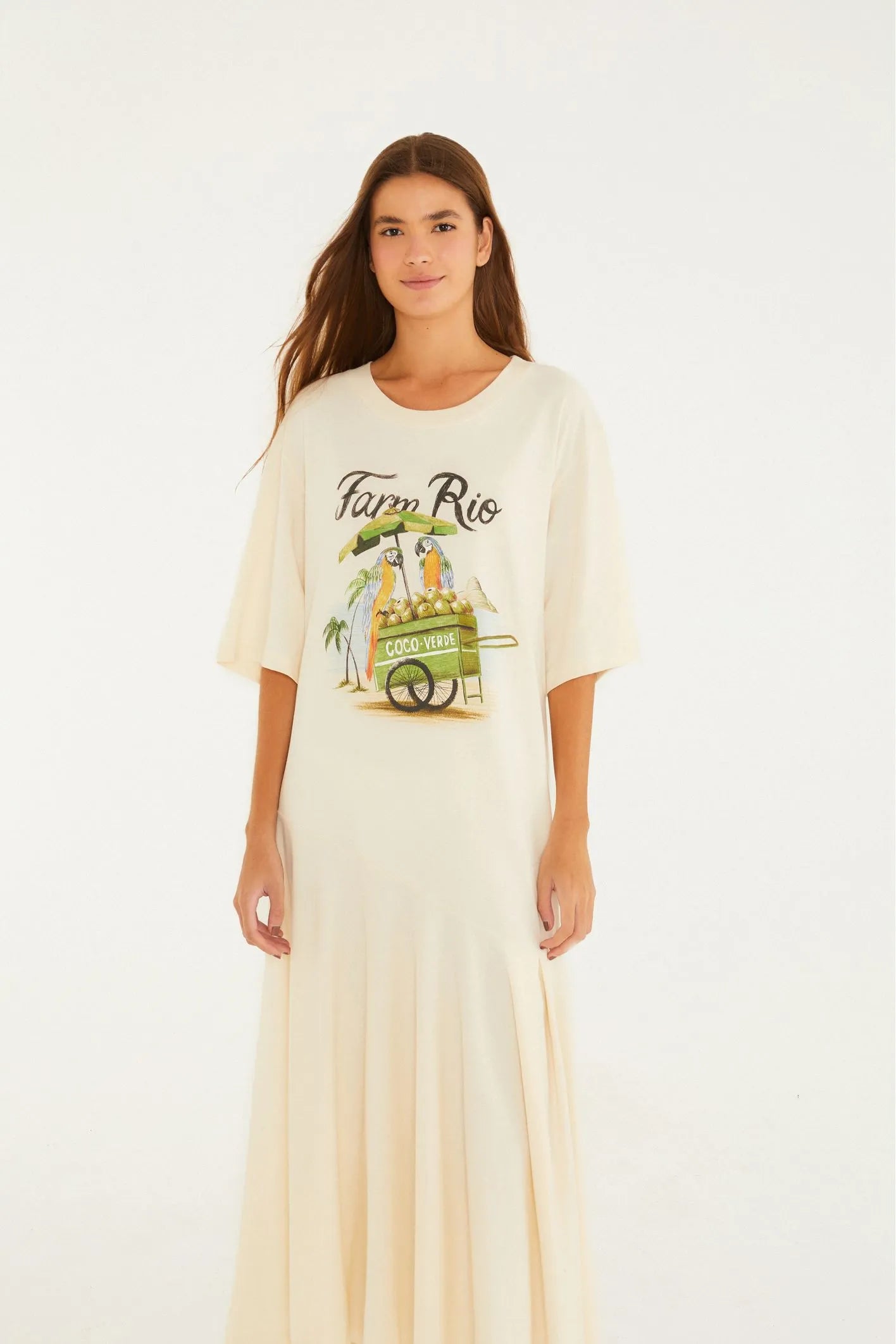 Vestido Midi Estampado Carrinho De Coco