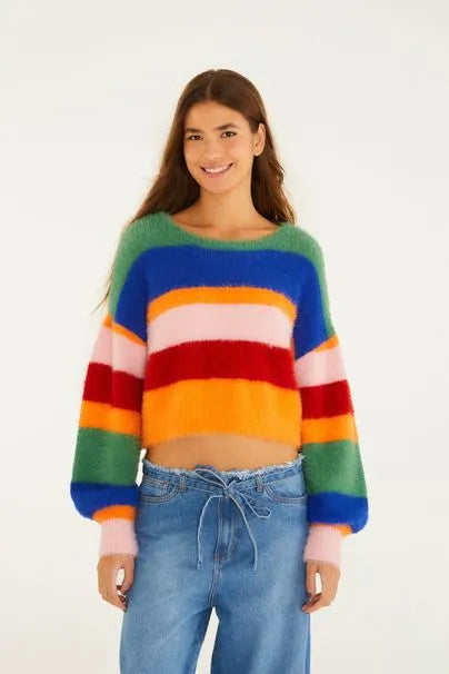 FARM Rio | Suéter Pelinho Tricot Listra
