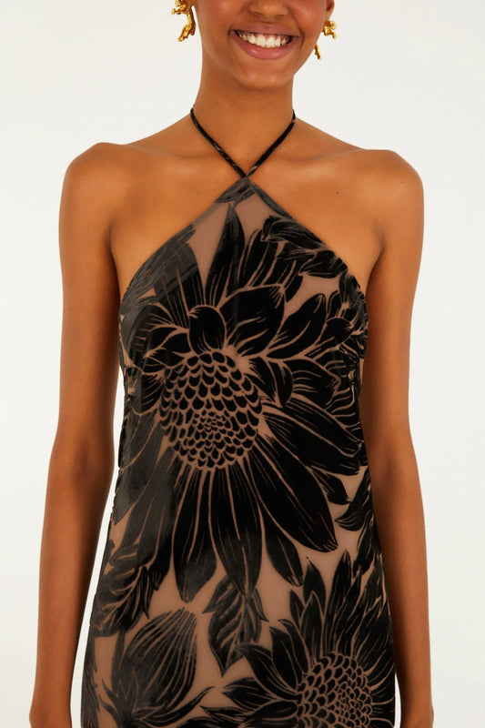 FARM Rio |Vestido Frente Única Devore Lia Flor