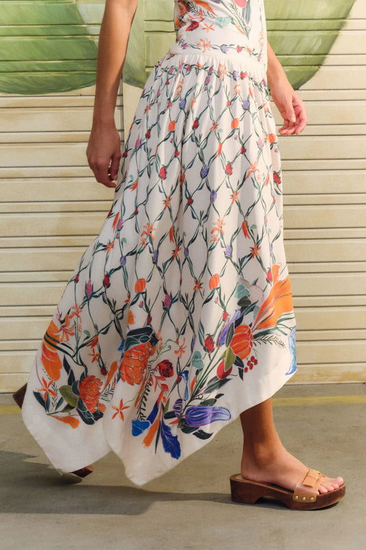 Vestido Pontas Estampado Feira De Legumes