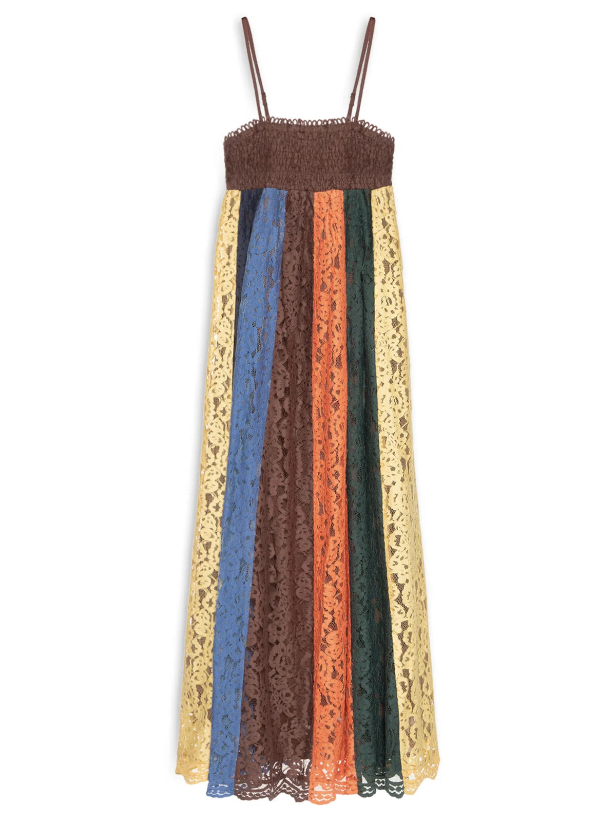 FARM Rio | Vestido Artesanal Patch Rendas Marrom Farm