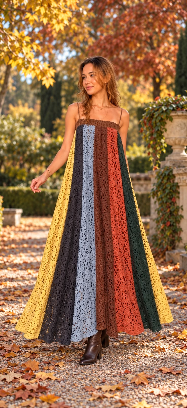 FARM Rio | Vestido Artesanal Patch Rendas Marrom Farm