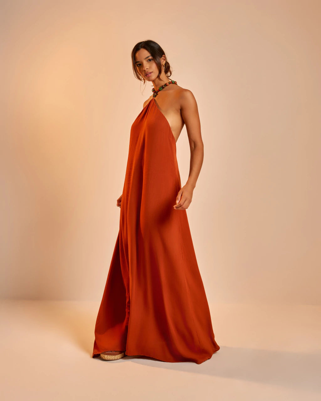 Vestido Longo Costeira Canela