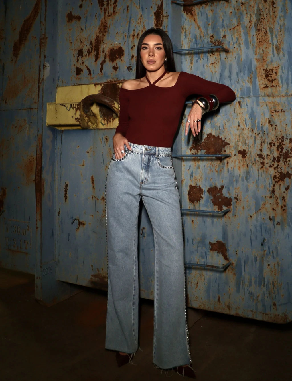 DADRI  |  Wide Leg Contorno Tachas Lina Clara