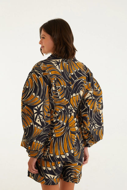 FARM Rio |Blazer Estampado Leque De Tucano