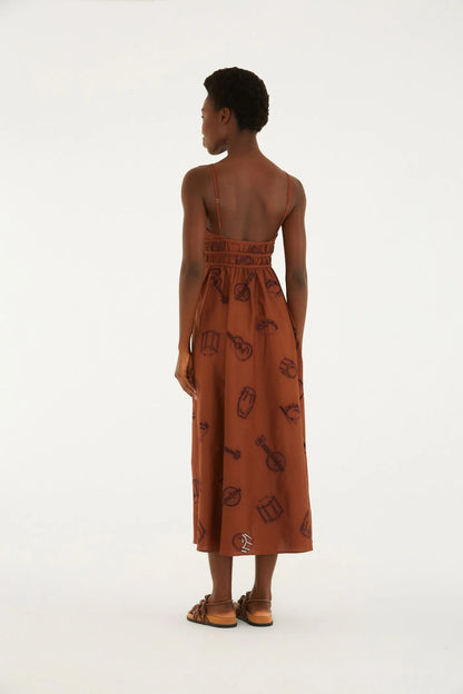 FARM Rio | Som Do Rio Print Broderie Anglaise Midi Dress