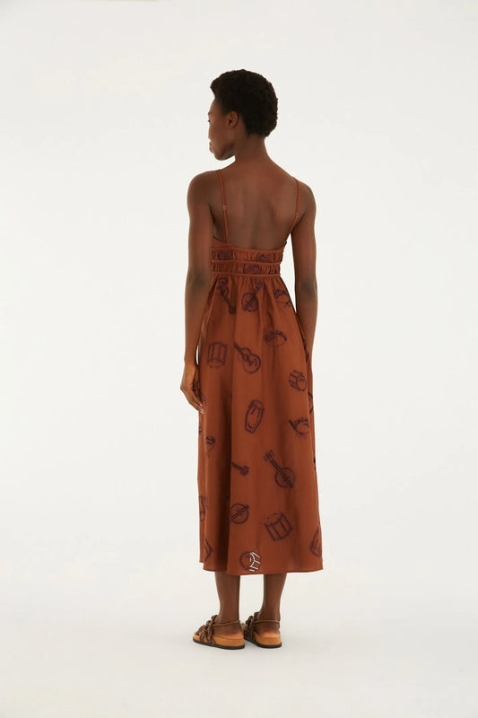 FARM Rio | Vestido Midi Laise Estampado Som Do Rio
