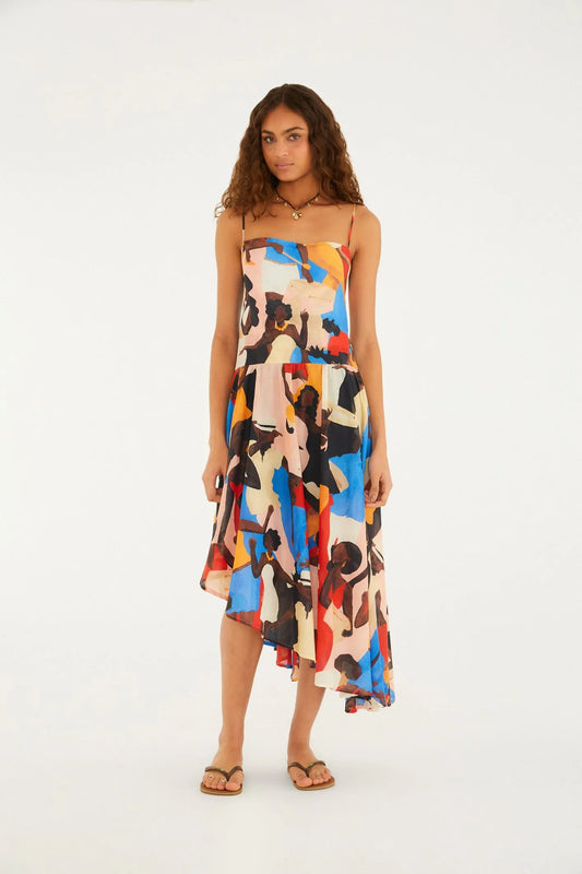 Vestido FARM  Alcinhas Estampado Samba No Pé
