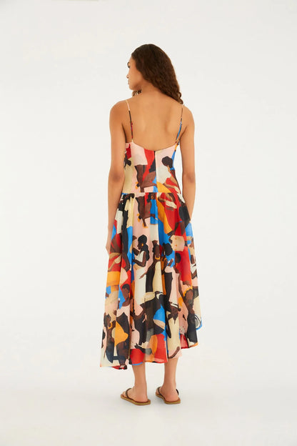 Vestido FARM  Alcinhas Estampado Samba No Pé