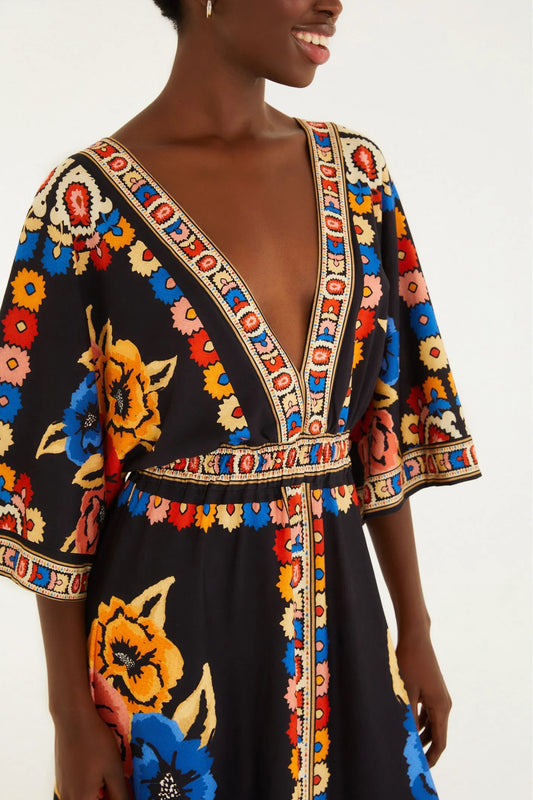 FARM Rio | Vestido Cropped Estampado Antuerpia Lenço