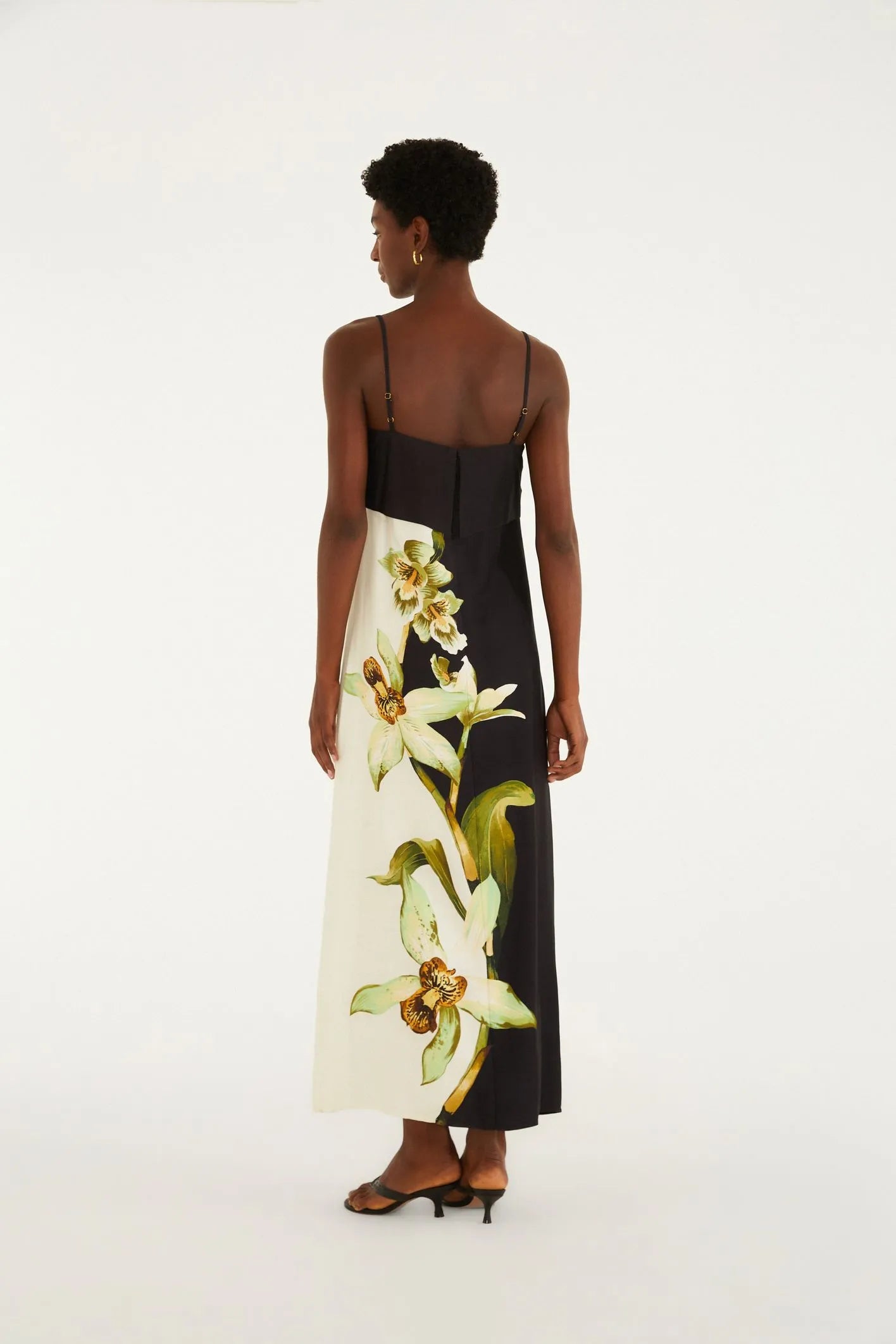 Vestido Longo Pala Estampado Floral Orquídea