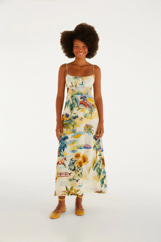 Vestido Midi Estampado Fazenda