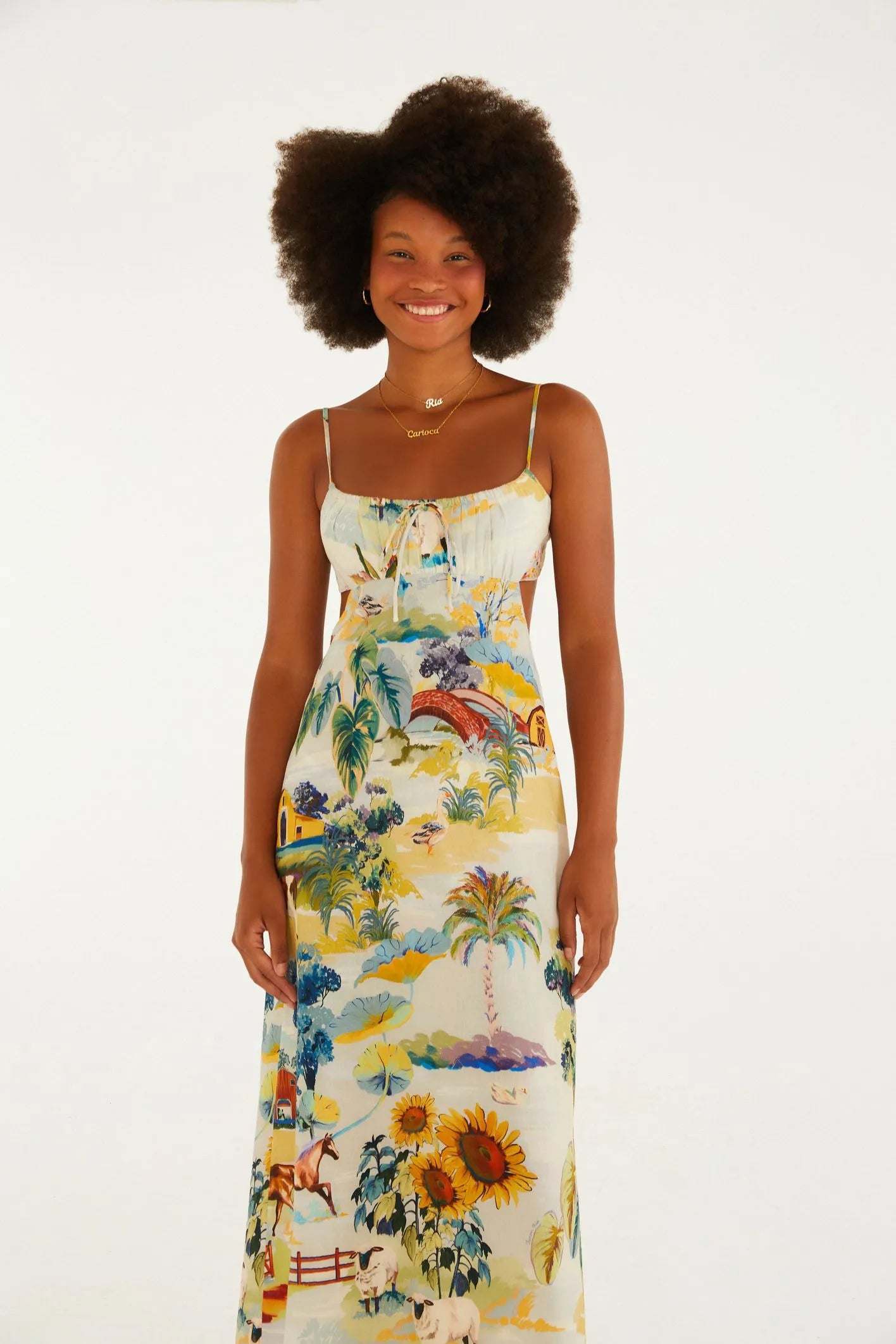 Vestido Midi Estampado Fazenda