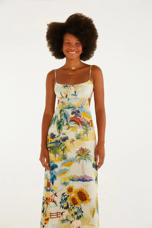 Vestido Midi Estampado Fazenda