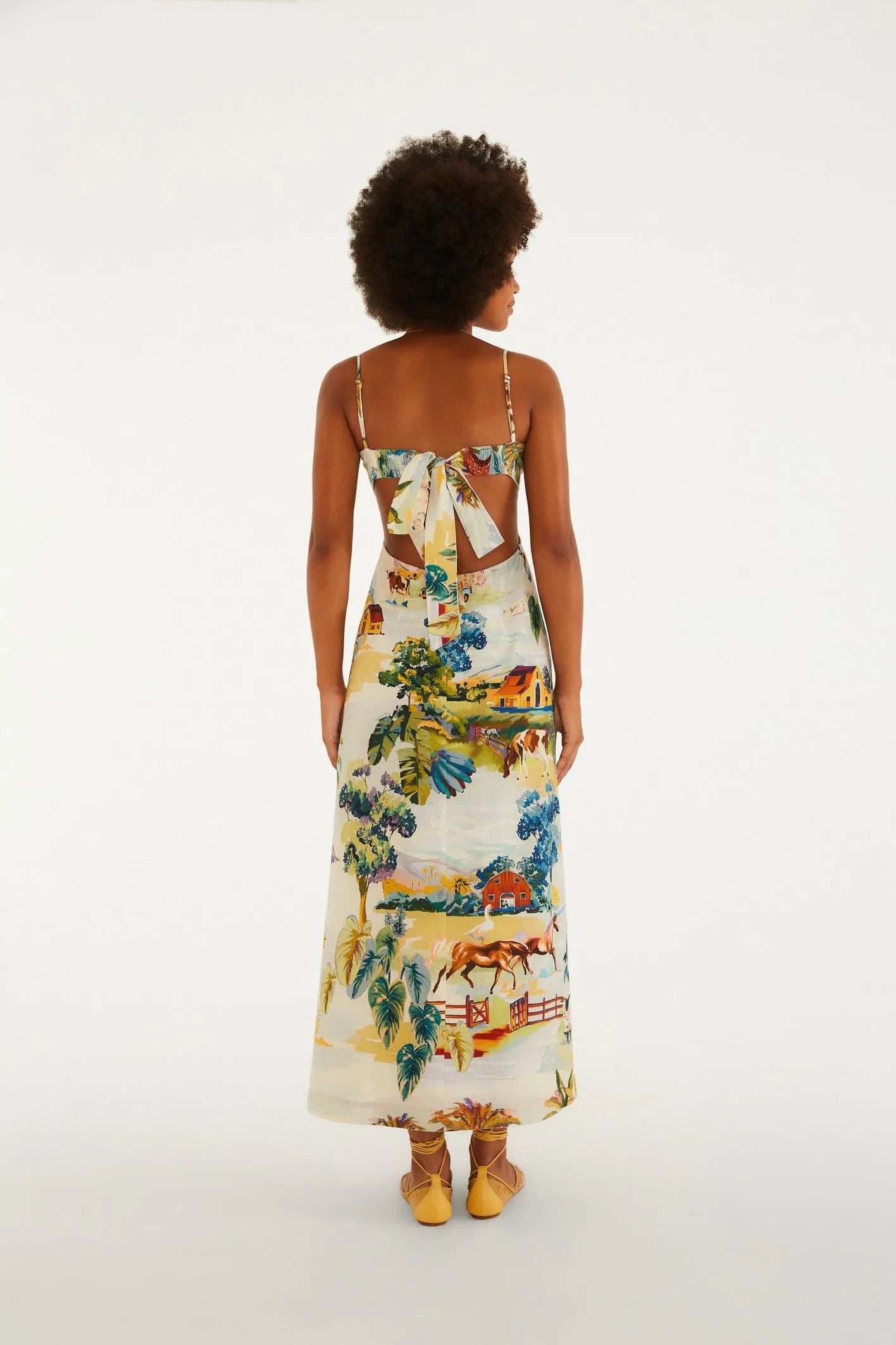 Vestido Midi Estampado Fazenda
