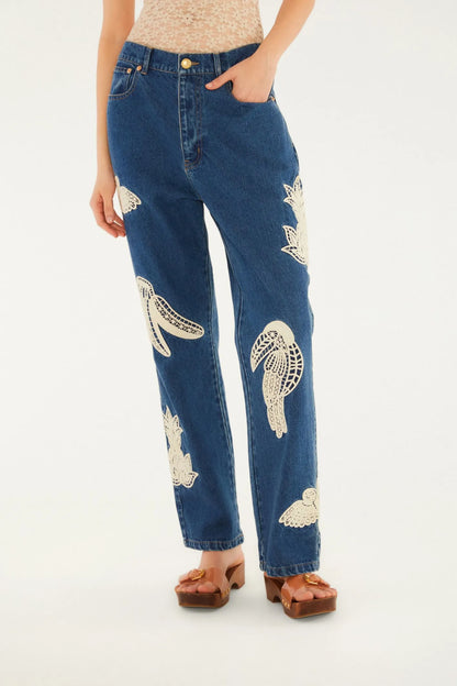 FARM Rio |  Calça Jeans Bordado Guipure