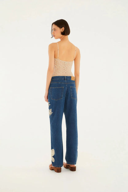 FARM Rio |  Calça Jeans Bordado Guipure