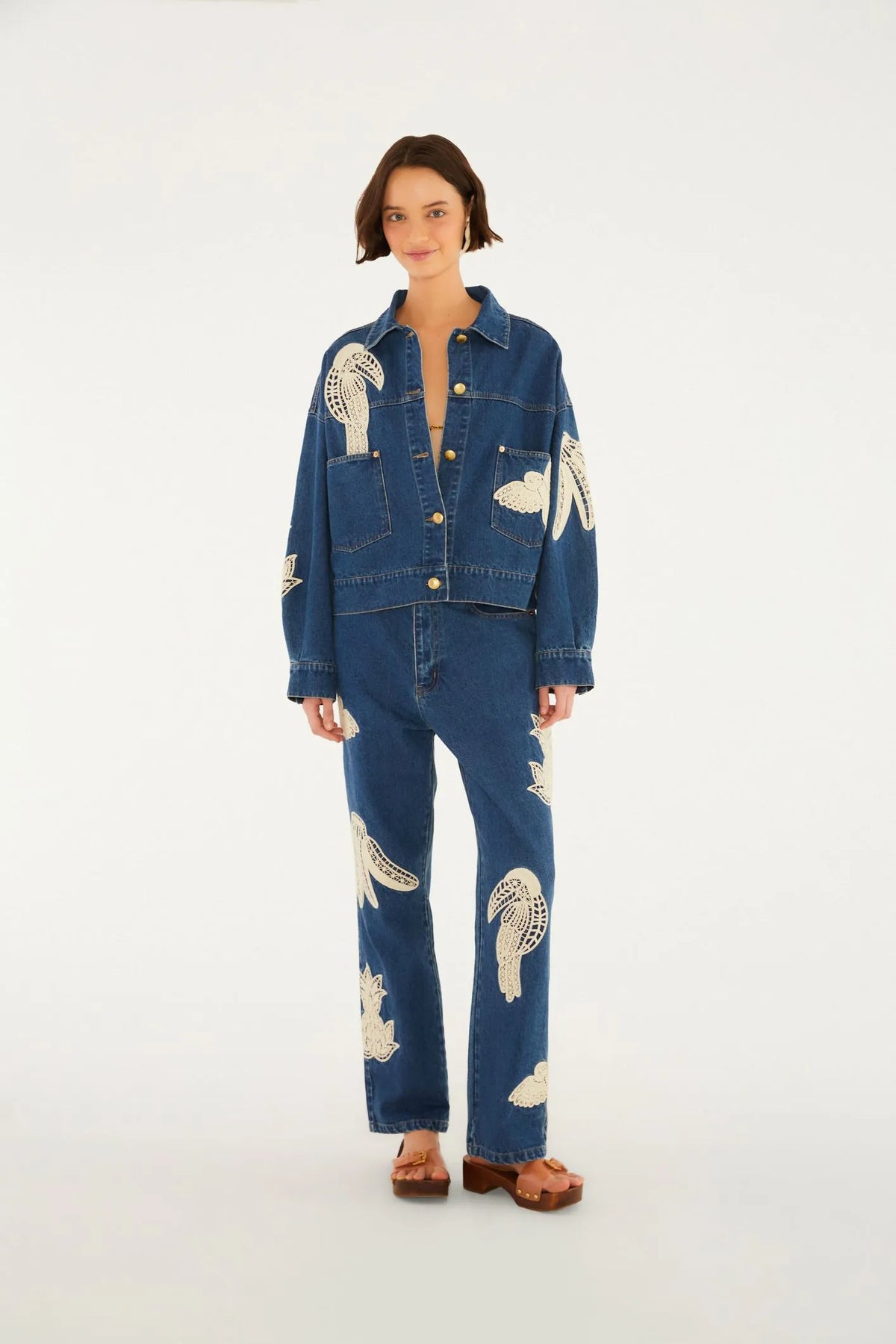 FARM Rio | Jaqueta Jeans Bordado Guipure