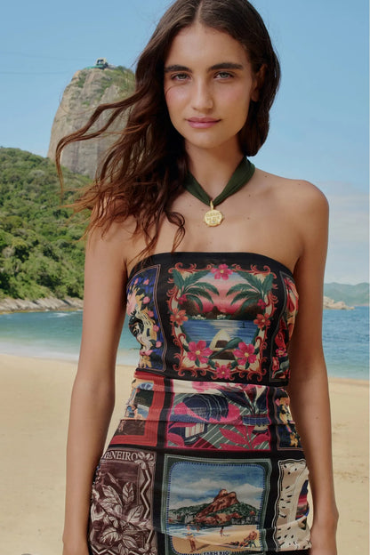 Vestido  Tule Farm  Estampado Lenços Cariocas