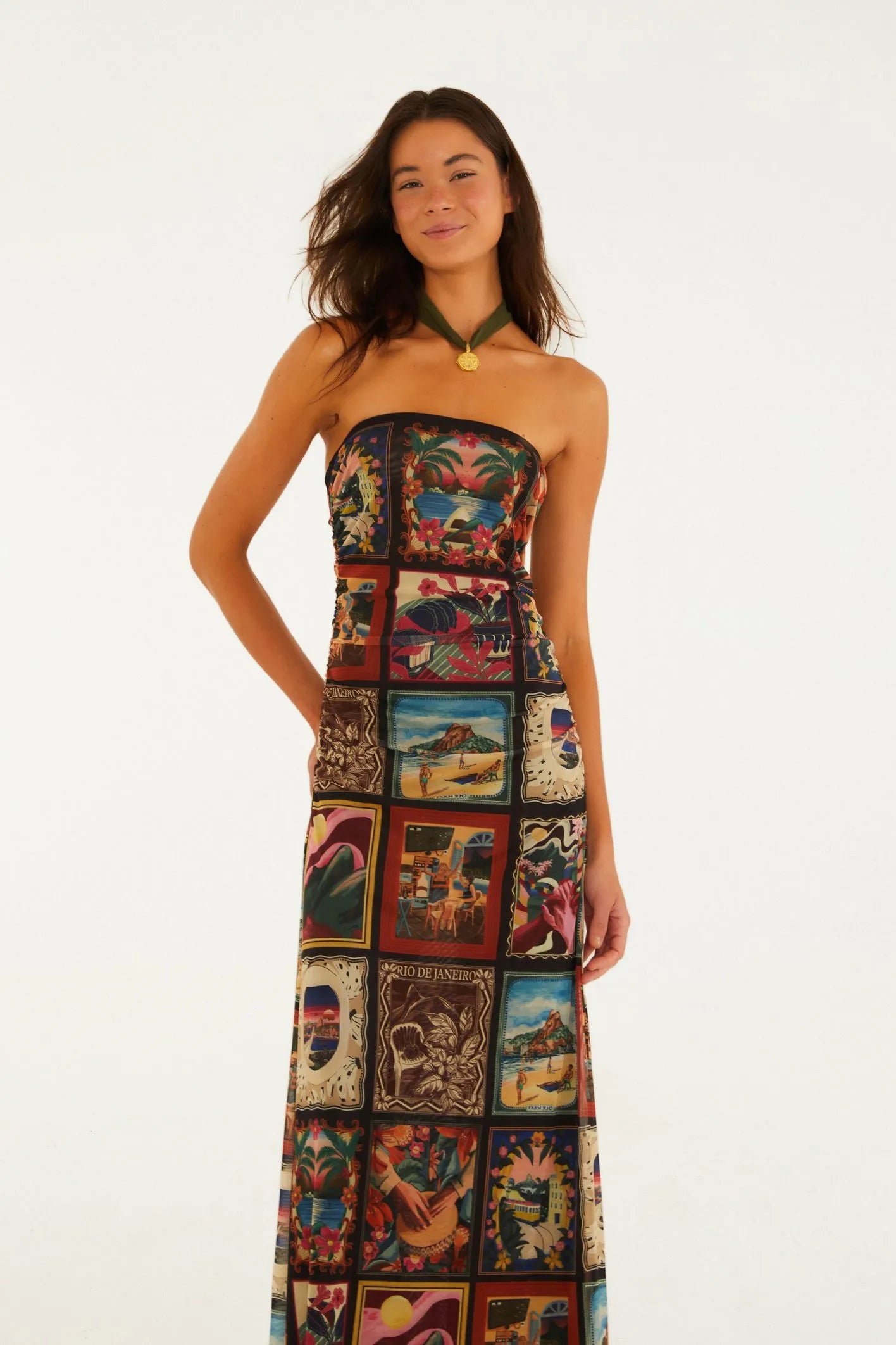 Vestido  Tule Farm  Estampado Lenços Cariocas