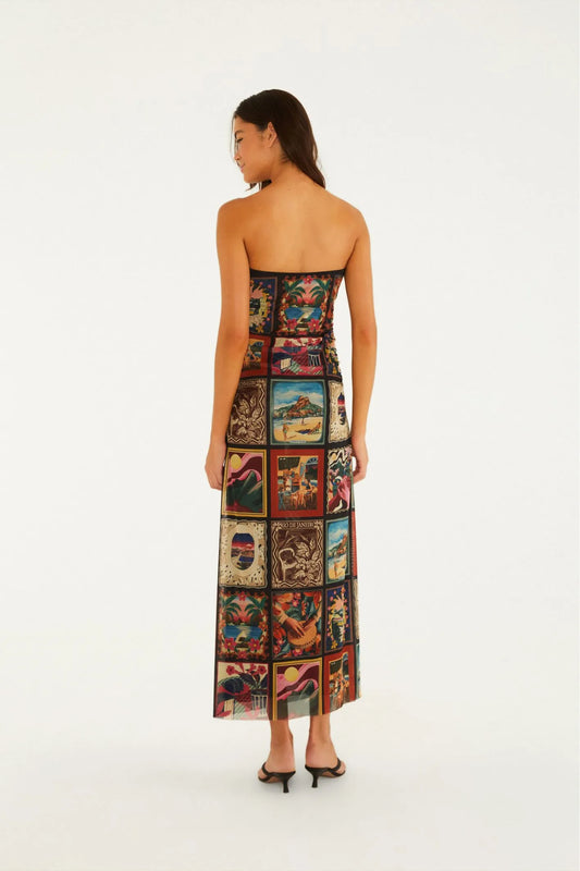 Vestido  Tule Farm  Estampado Lenços Cariocas