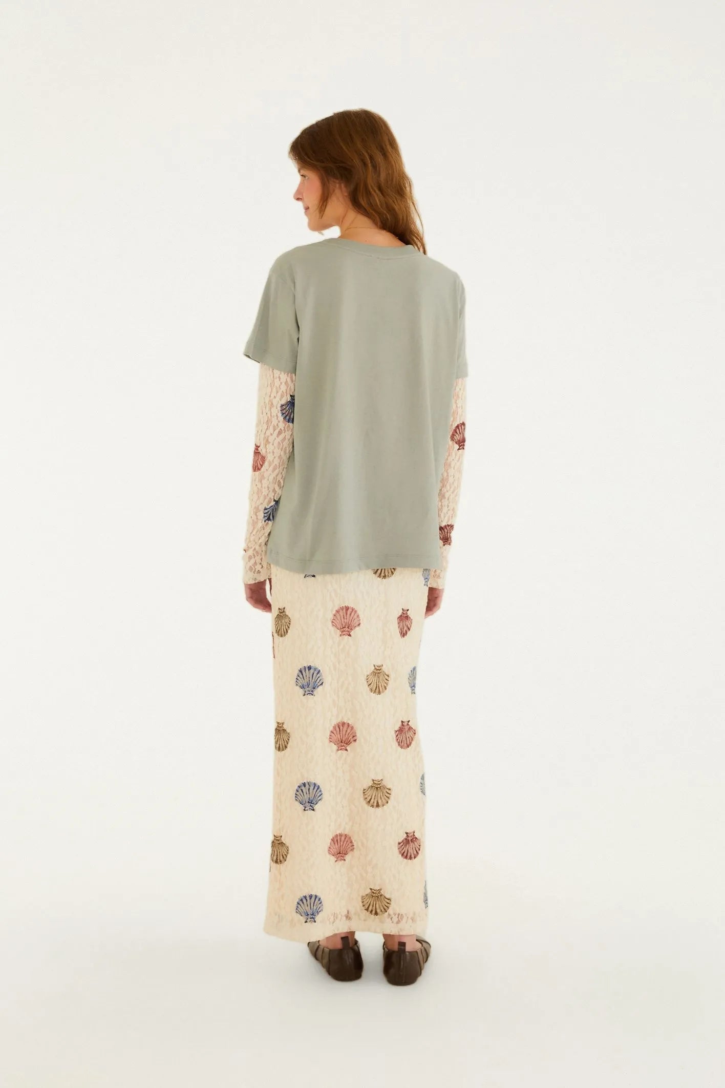 Saia FARM  Renda Estampada Conchita