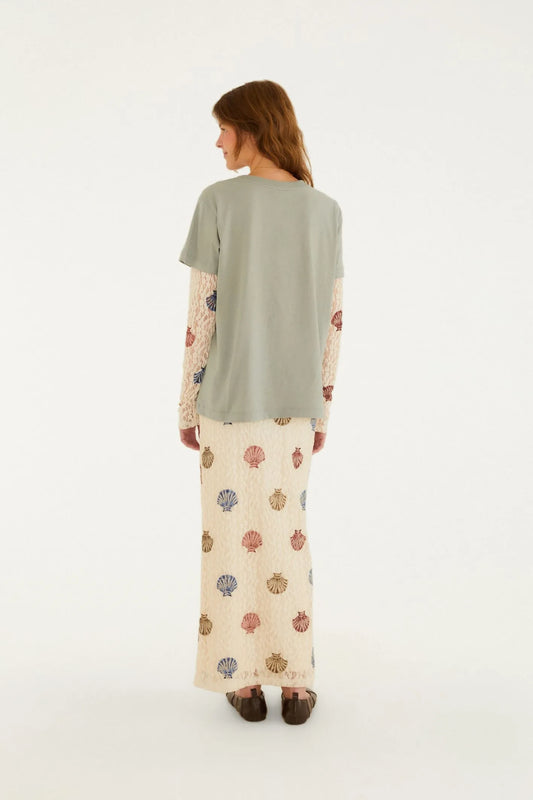 Saia FARM  Renda Estampada Conchita
