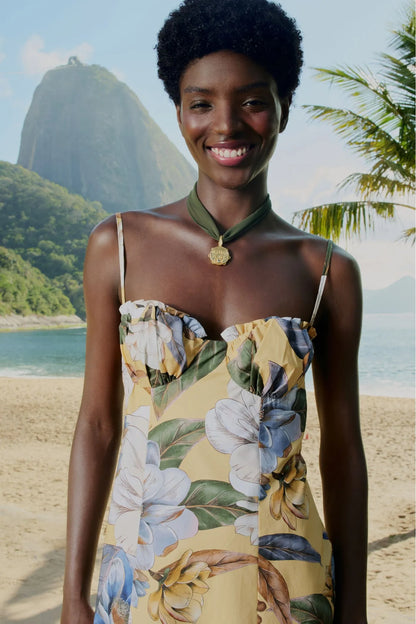 Vestido Longo Estampado Jardim Guanabara