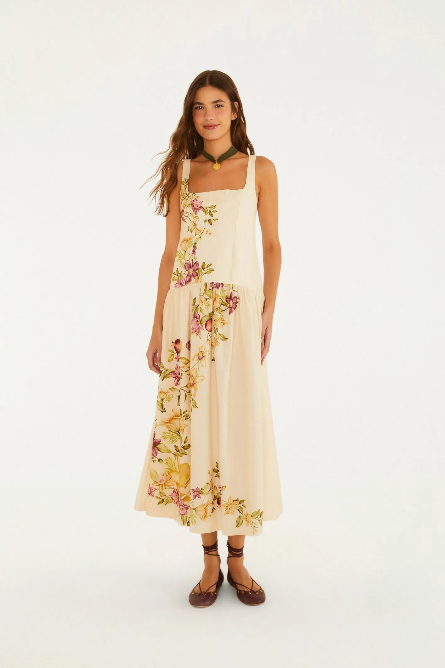 Vestido Cropped Estampado Flor De Romã