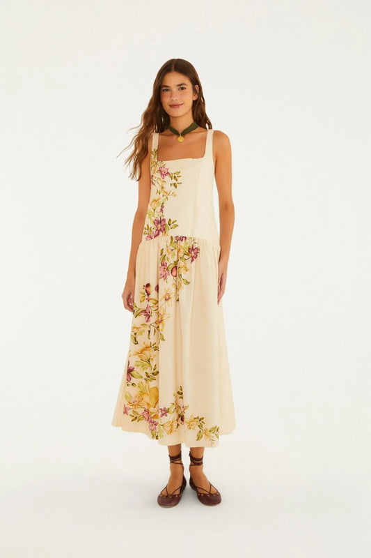 Vestido Cropped Estampado Flor De Romã