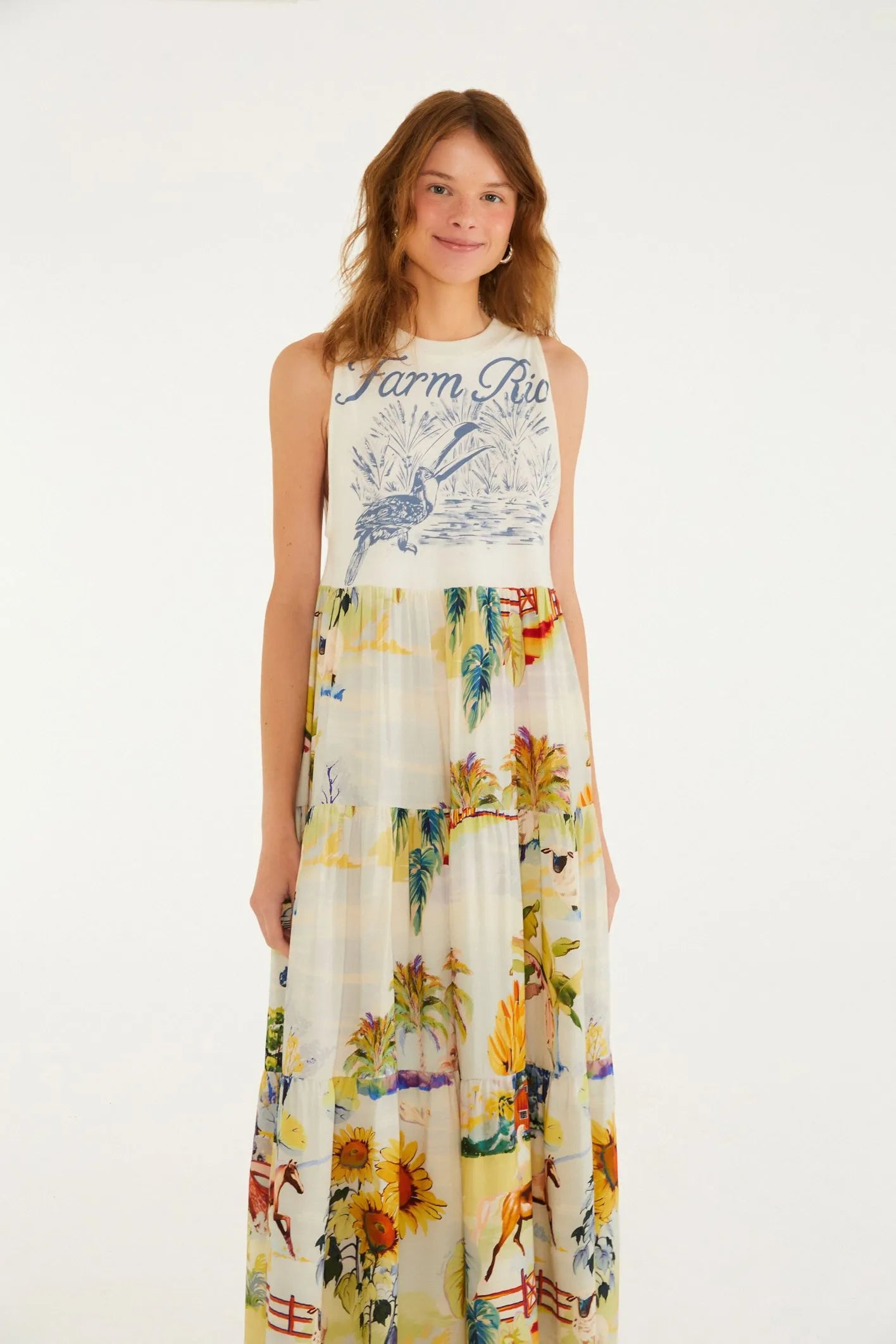 Vestido FARM  Longo Estampado Fazenda