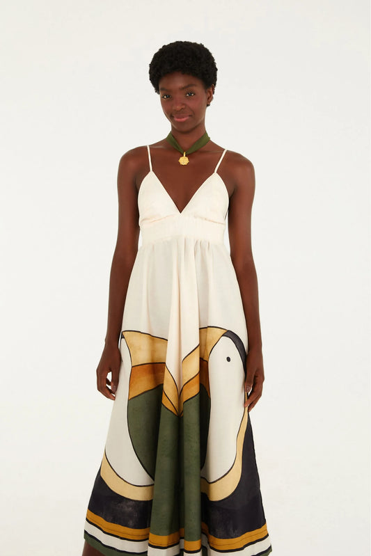 Vestido Longo Estampado Tuca Tropical Mini