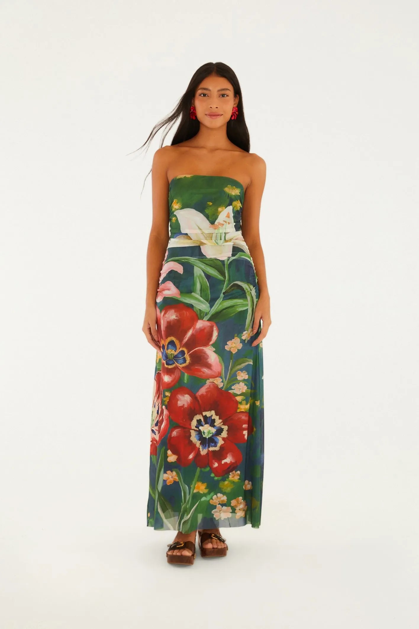 Vestido Tule Estampado Floral Belo