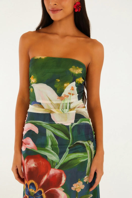 Vestido Tule Estampado Floral Belo
