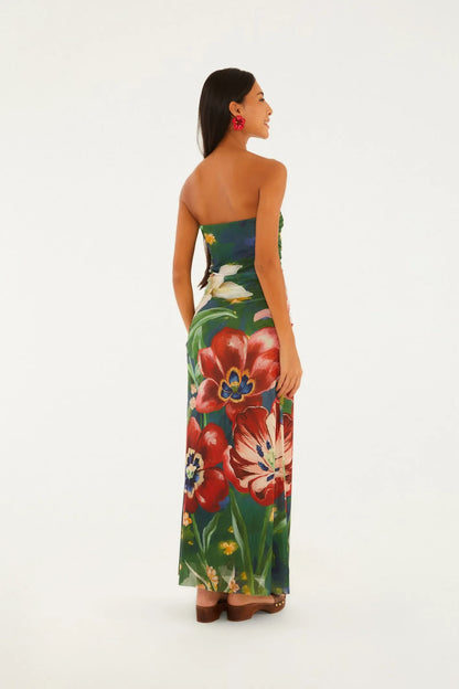Vestido Tule Estampado Floral Belo