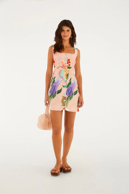 Vestido Curto Estampado Legumes Pintados