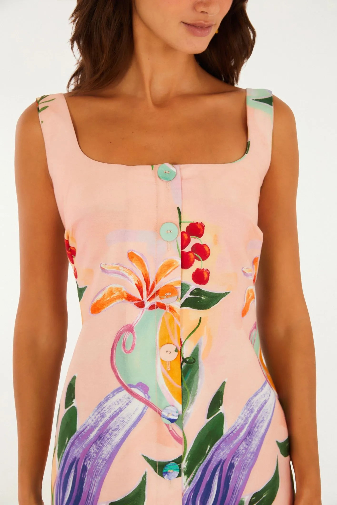 Vestido Curto Estampado Legumes Pintados