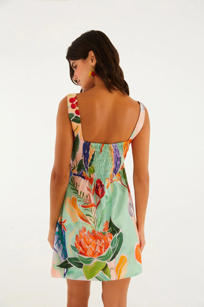 Vestido Curto Estampado Legumes Pintados