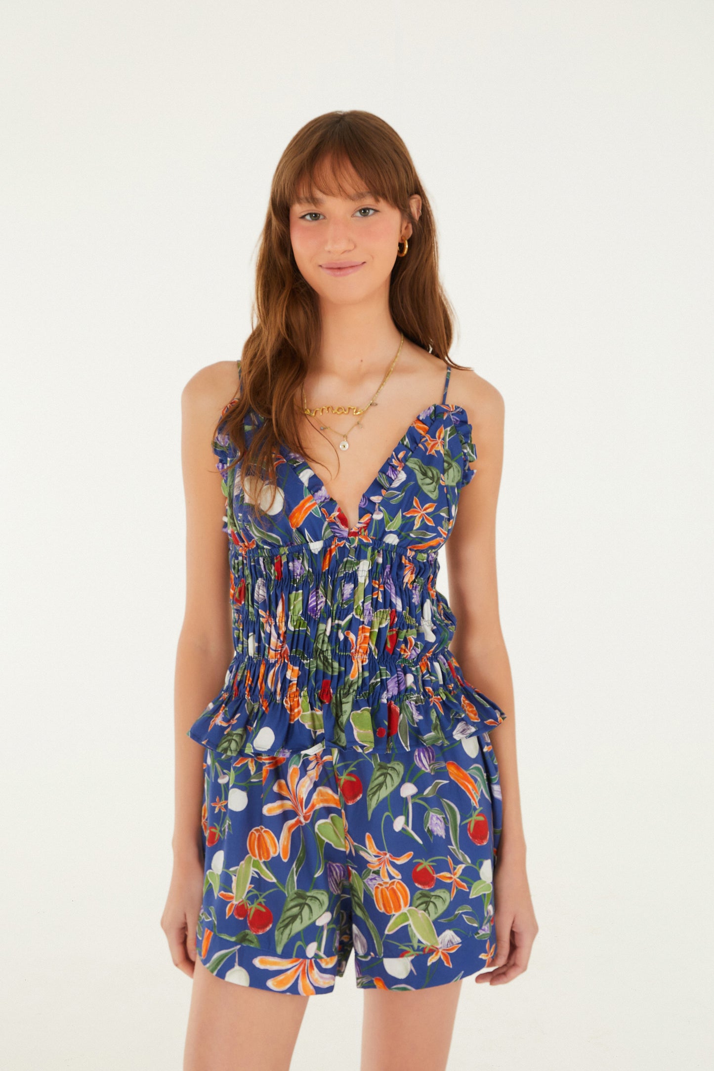 Blusa FARM Lastex Estampada Legumes