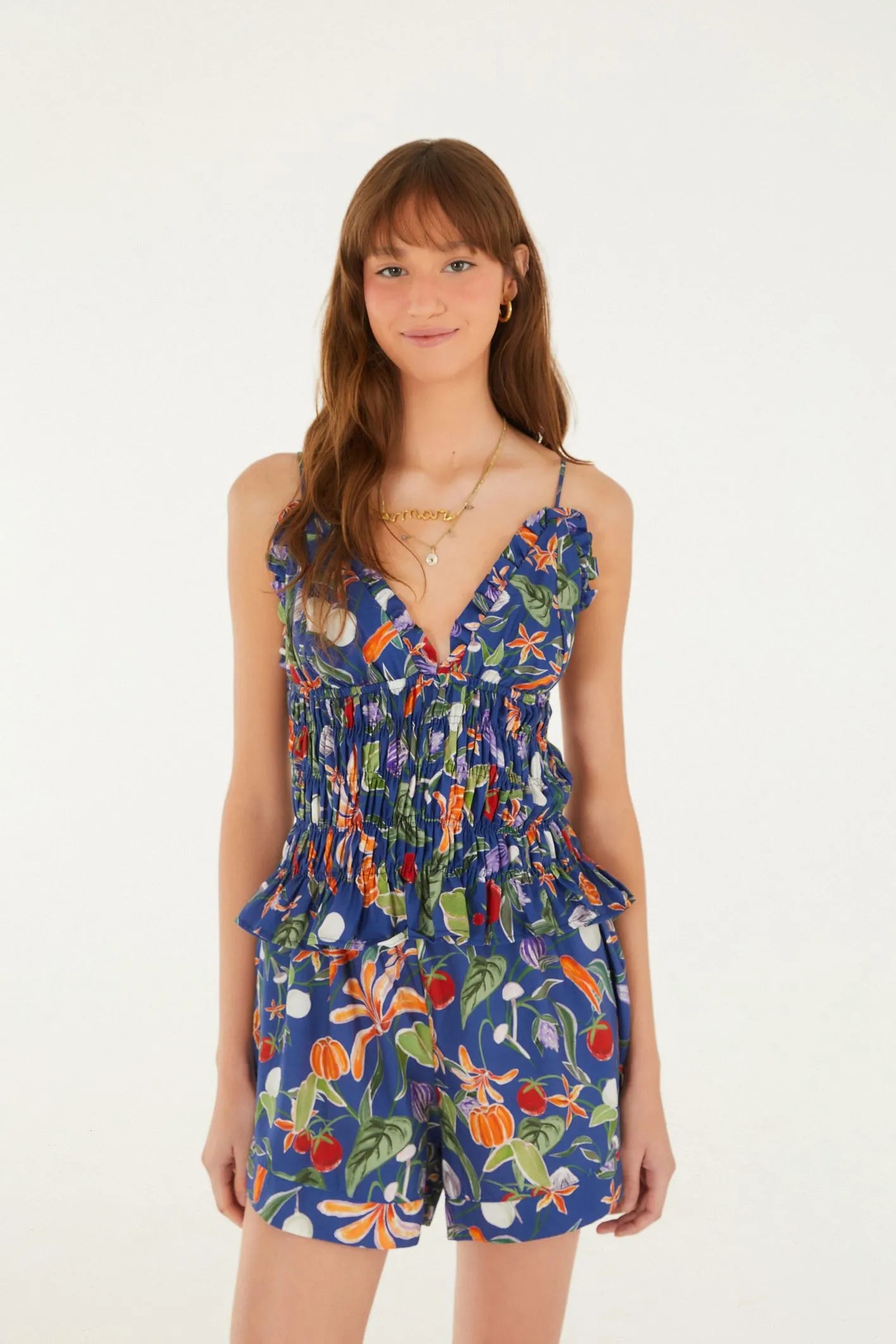 Blusa FARM Lastex Estampada Legumes