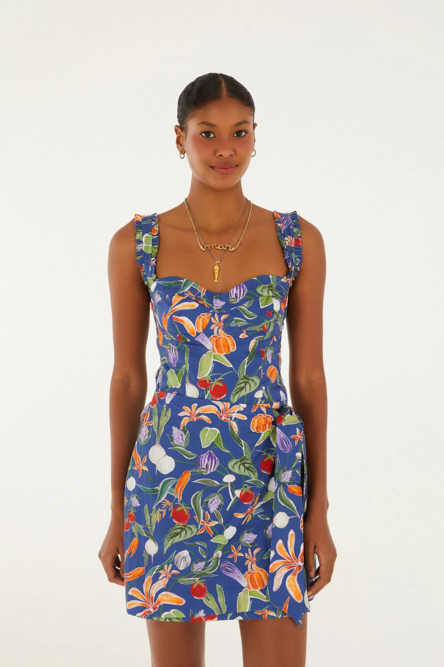 Vestido FARM Curto Estampado Legumes