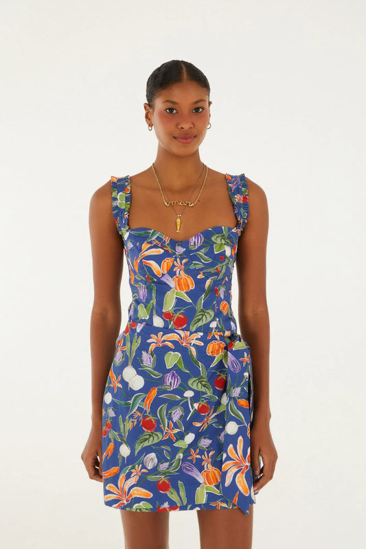 Vestido FARM Curto Estampado Legumes