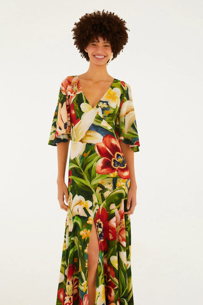 Vestido Longo Estampado Sonho De Flor