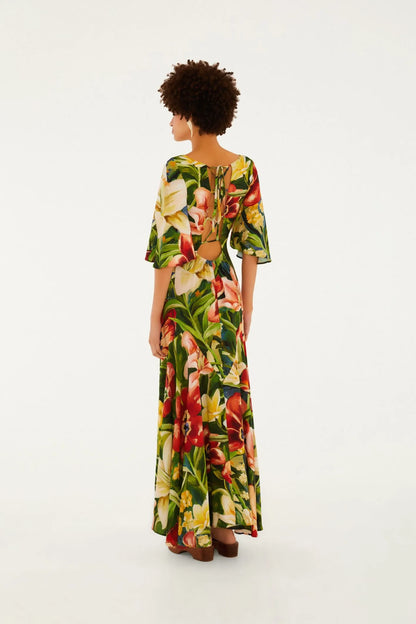 Vestido Longo Estampado Sonho De Flor