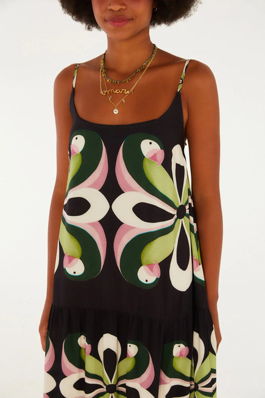 Vestido Longo Estampado Arara De Flor