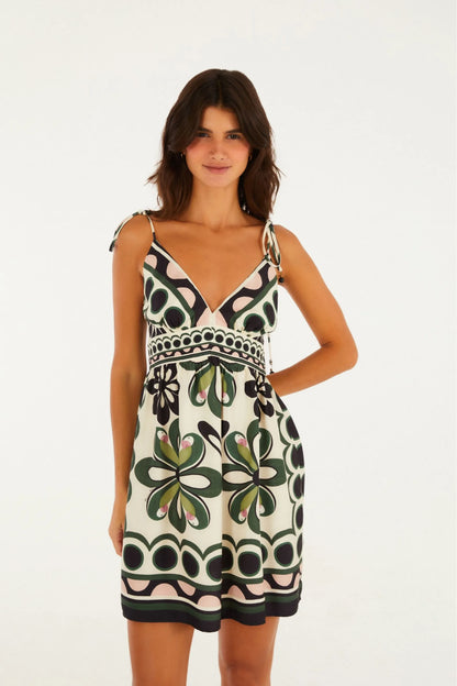 Vestido Curto Alça Estampado Florara