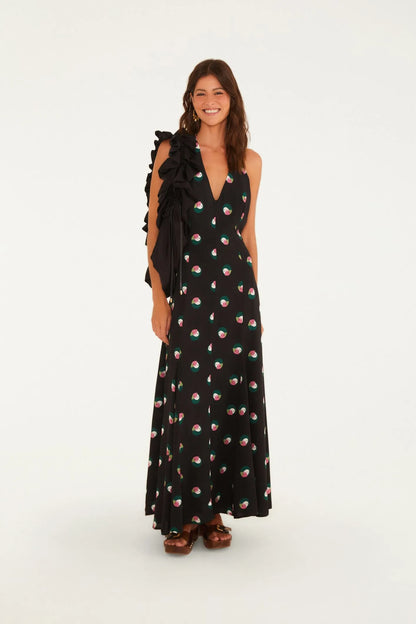 Vestido Nesgas Estampado Poá Ararinha