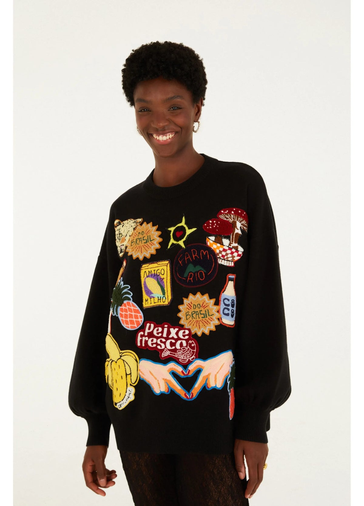 FARM Rio | Casaco Tricot Tropical Patch