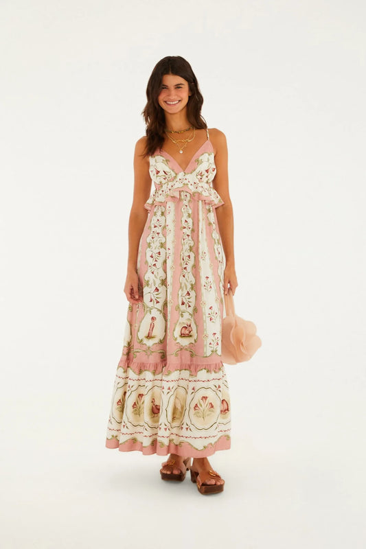 Vestido FARM Longo Estampado Doce Encanto