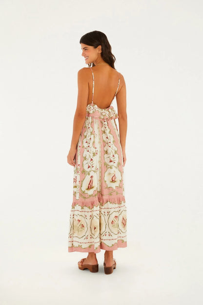 Vestido FARM Longo Estampado Doce Encanto